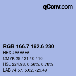 カラーコード: RGB 166.7 182.6 230 | qconv.com