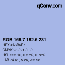 カラーコード: RGB 166.7 182.6 231 | qconv.com