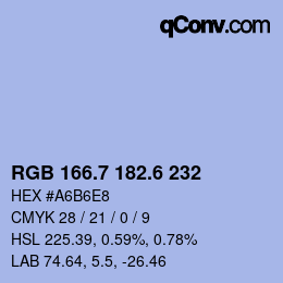 カラーコード: RGB 166.7 182.6 232 | qconv.com