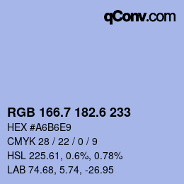 カラーコード: RGB 166.7 182.6 233 | qconv.com