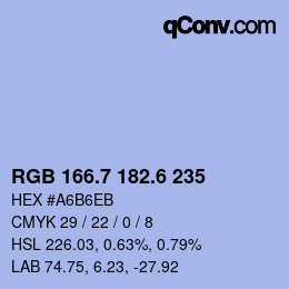 カラーコード: RGB 166.7 182.6 235 | qconv.com