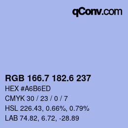 カラーコード: RGB 166.7 182.6 237 | qconv.com