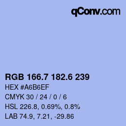 カラーコード: RGB 166.7 182.6 239 | qconv.com
