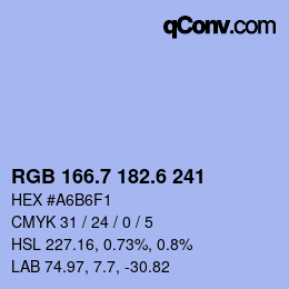 カラーコード: RGB 166.7 182.6 241 | qconv.com