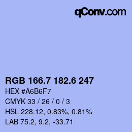 カラーコード: RGB 166.7 182.6 247 | qconv.com