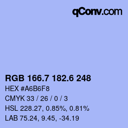 カラーコード: RGB 166.7 182.6 248 | qconv.com