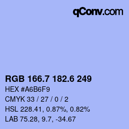 カラーコード: RGB 166.7 182.6 249 | qconv.com