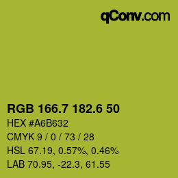 カラーコード: RGB 166.7 182.6 50 | qconv.com