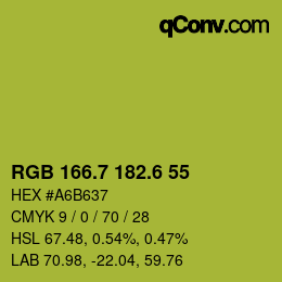 カラーコード: RGB 166.7 182.6 55 | qconv.com