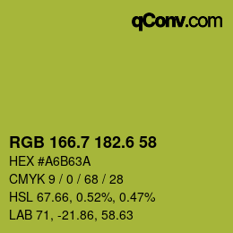 カラーコード: RGB 166.7 182.6 58 | qconv.com
