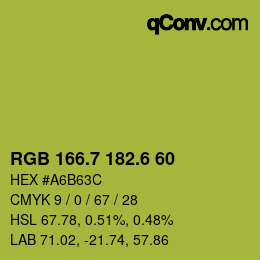 カラーコード: RGB 166.7 182.6 60 | qconv.com