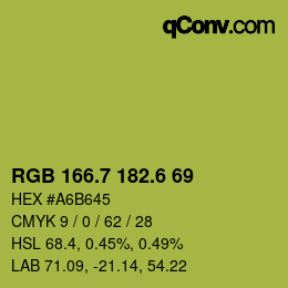 カラーコード: RGB 166.7 182.6 69 | qconv.com