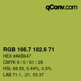 カラーコード: RGB 166.7 182.6 71 | qconv.com