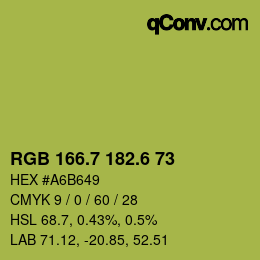 カラーコード: RGB 166.7 182.6 73 | qconv.com