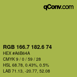 カラーコード: RGB 166.7 182.6 74 | qconv.com