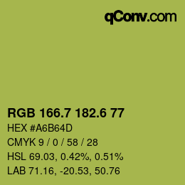カラーコード: RGB 166.7 182.6 77 | qconv.com