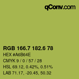 カラーコード: RGB 166.7 182.6 78 | qconv.com