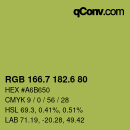 カラーコード: RGB 166.7 182.6 80 | qconv.com