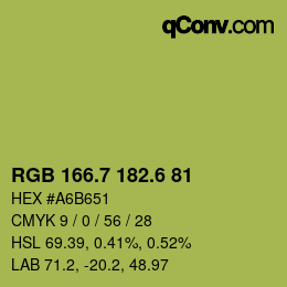カラーコード: RGB 166.7 182.6 81 | qconv.com
