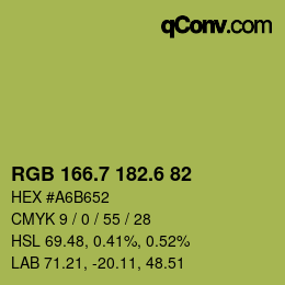 カラーコード: RGB 166.7 182.6 82 | qconv.com