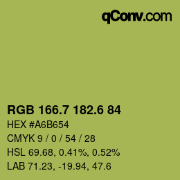 カラーコード: RGB 166.7 182.6 84 | qconv.com
