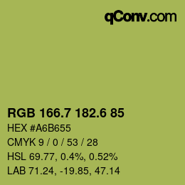 カラーコード: RGB 166.7 182.6 85 | qconv.com