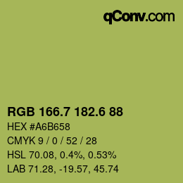 カラーコード: RGB 166.7 182.6 88 | qconv.com