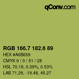 カラーコード: RGB 166.7 182.6 89 | qconv.com