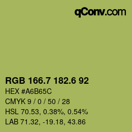 カラーコード: RGB 166.7 182.6 92 | qconv.com