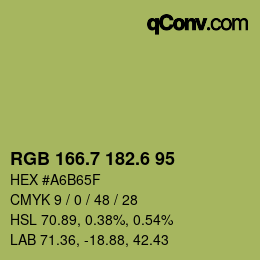 カラーコード: RGB 166.7 182.6 95 | qconv.com