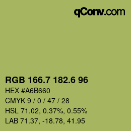カラーコード: RGB 166.7 182.6 96 | qconv.com