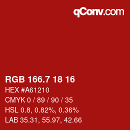 カラーコード: RGB 166.7 18 16 | qconv.com