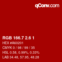 カラーコード: RGB 166.7 2.6 1 | qconv.com