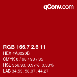 カラーコード: RGB 166.7 2.6 11 | qconv.com