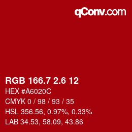 カラーコード: RGB 166.7 2.6 12 | qconv.com