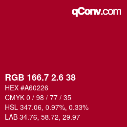 カラーコード: RGB 166.7 2.6 38 | qconv.com
