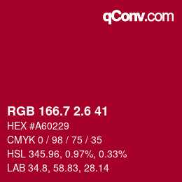 カラーコード: RGB 166.7 2.6 41 | qconv.com