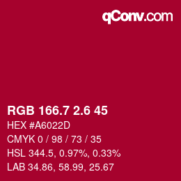 カラーコード: RGB 166.7 2.6 45 | qconv.com