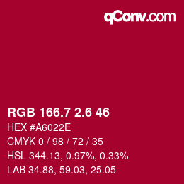 カラーコード: RGB 166.7 2.6 46 | qconv.com