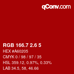 カラーコード: RGB 166.7 2.6 5 | qconv.com