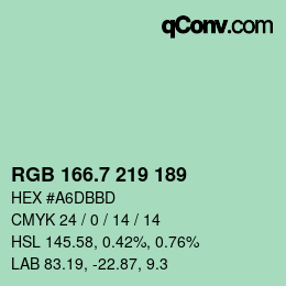 カラーコード: RGB 166.7 219 189 | qconv.com