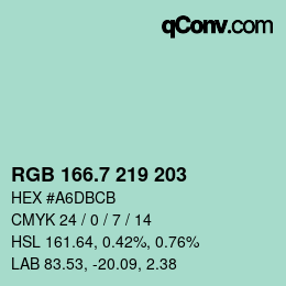 カラーコード: RGB 166.7 219 203 | qconv.com