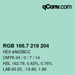 カラーコード: RGB 166.7 219 204 | qconv.com