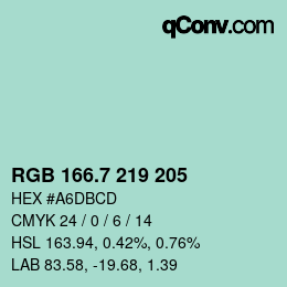 カラーコード: RGB 166.7 219 205 | qconv.com