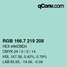 カラーコード: RGB 166.7 219 208 | qconv.com