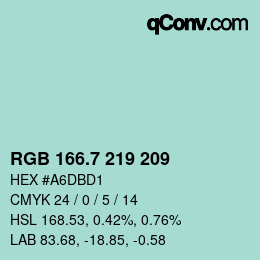 カラーコード: RGB 166.7 219 209 | qconv.com