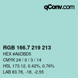 カラーコード: RGB 166.7 219 213 | qconv.com