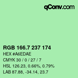 カラーコード: RGB 166.7 237 174 | qconv.com
