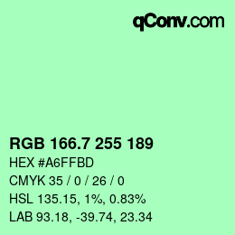 カラーコード: RGB 166.7 255 189 | qconv.com