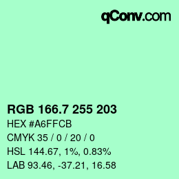 カラーコード: RGB 166.7 255 203 | qconv.com